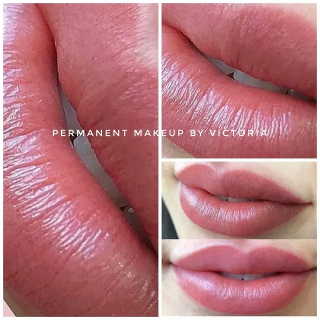 Before and after permanent lip makeup