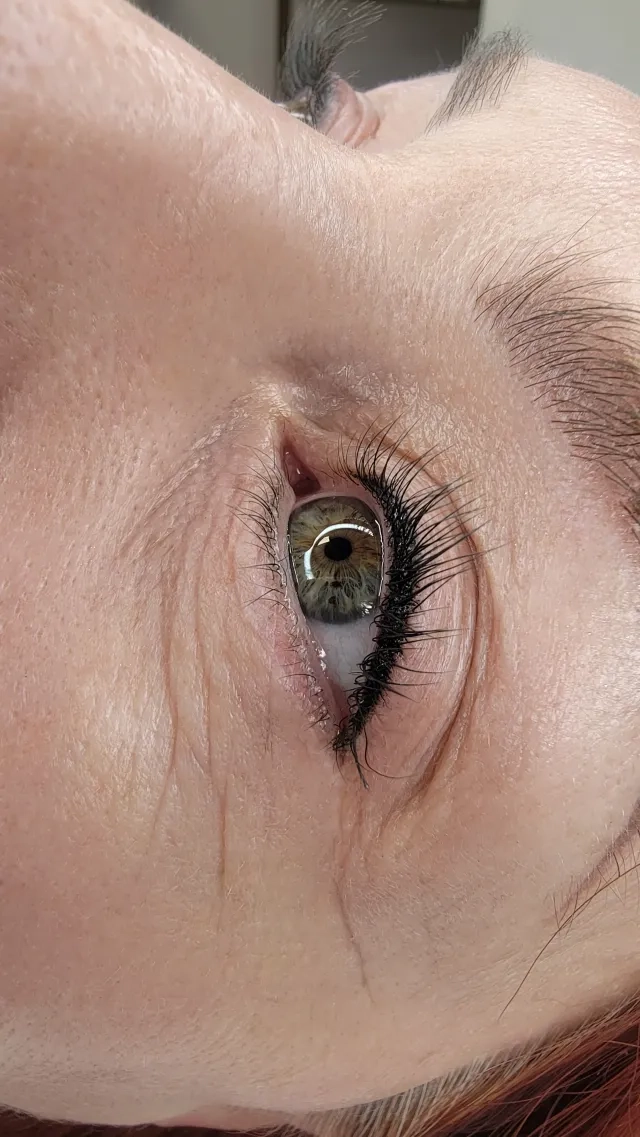 Close-up of eye with lash extensions