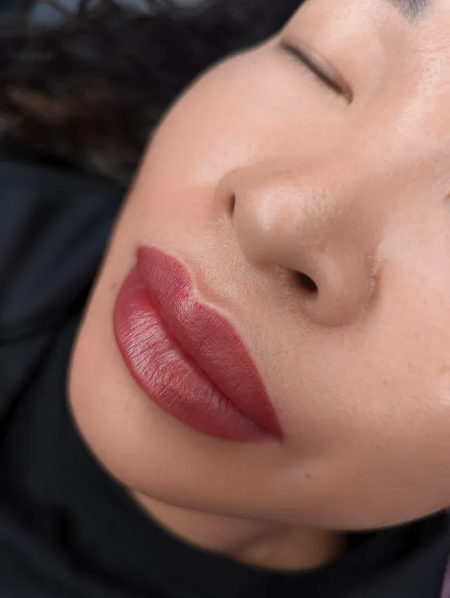 Close-up of Freshly Applied Lip Color