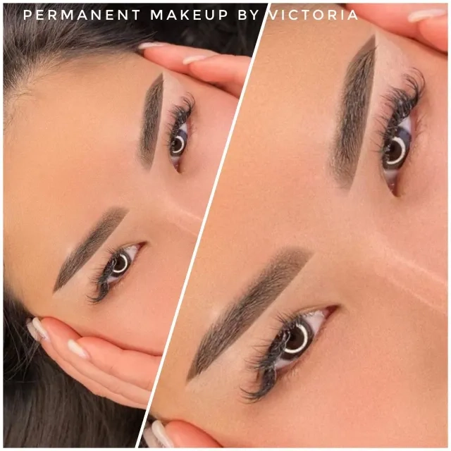 Close-up of permanent eyebrow makeup