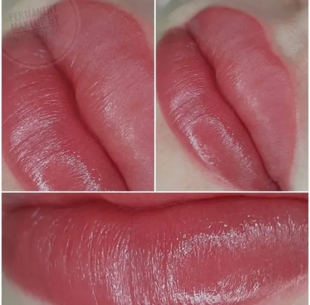 Close-up of Post Lip Blushing Procedure