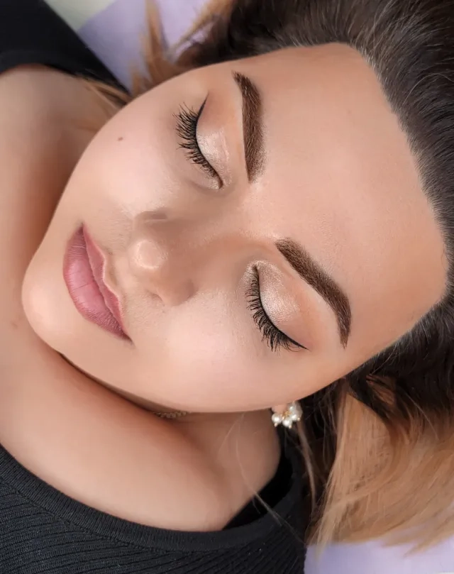 Close-up of woman with perfected makeup