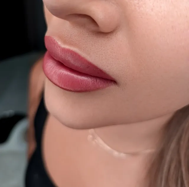 Close-up portrait of lip pigmentation