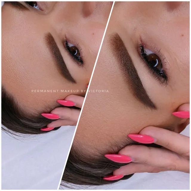 Closeup of Eyebrow Permanent Makeup Procedure