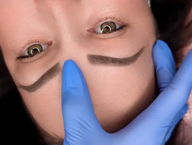 Eyebrow Microblading Close-Up in Progress