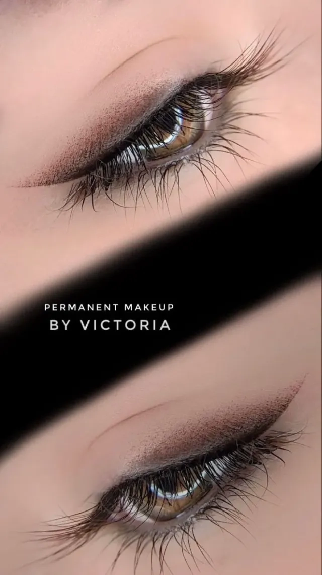 Permanent makeup winged eyeliner close-up